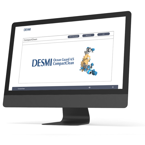 Computer screen displaying DESMI Ocean Guard A/S CompactClean information.