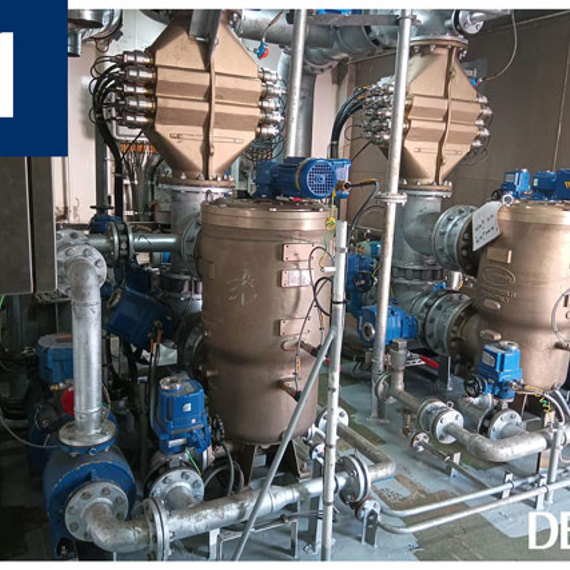 Industrial pumps and equipment in a fluid handling setup, labeled "DESMI."