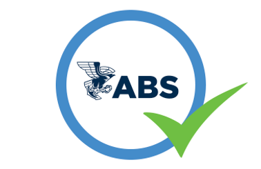 ABS logo inside a blue circle with a green checkmark.