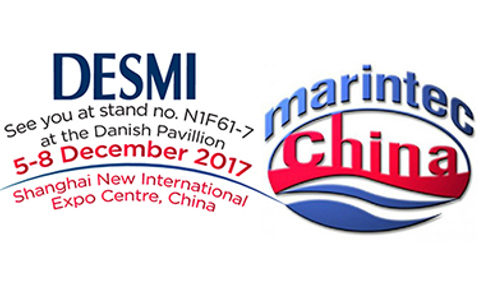 Marintec China 2017 logo with DESMI participation details for Shanghai expo.