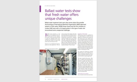 Article on ballast water tests highlighting challenges with fresh water systems.