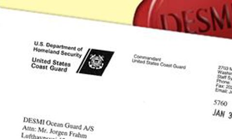 Letter from U.S. Coast Guard to DESMI Ocean Guard A/S, dated January 30, 2016.