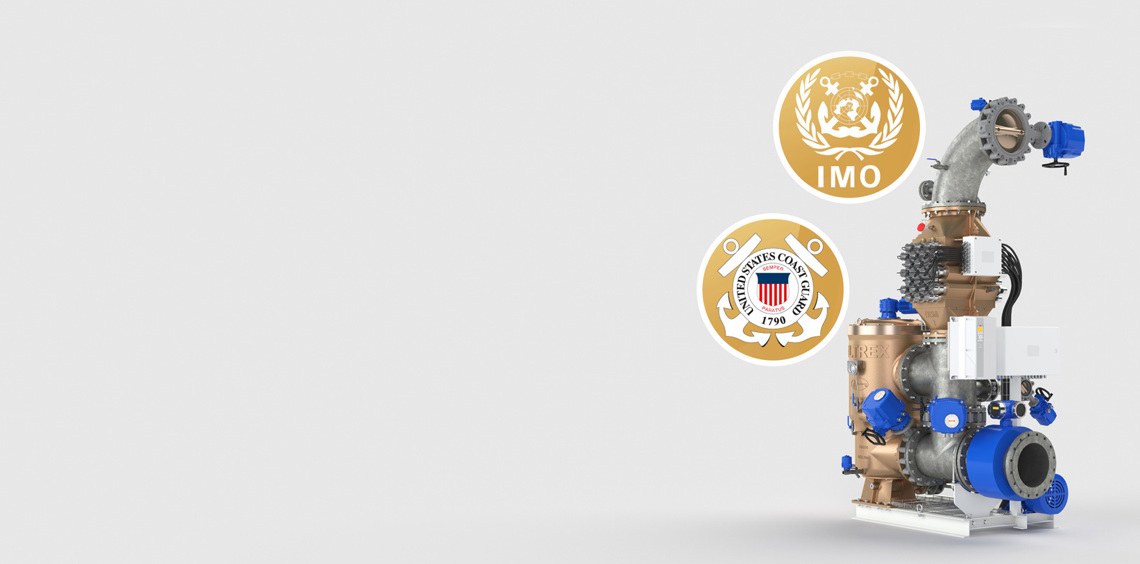 DESMI water treatment system with IMO and US Coast Guard certifications.